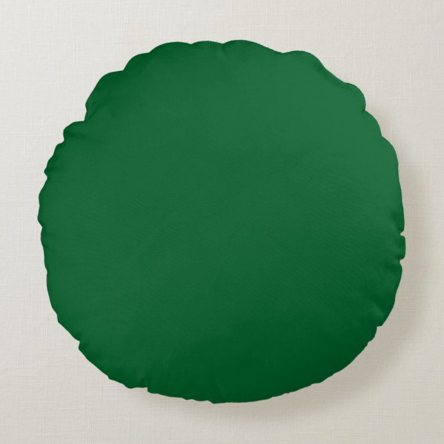 Solid dark hunter green round cushion (Front)