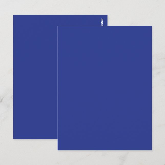 Solid Deep Blue Backdrop | Bold Minimalist Design Postcard (Front/Back)