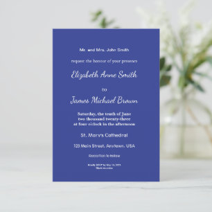Solid Deep Blue Backdrop Bold Minimalist Design RSVP Card