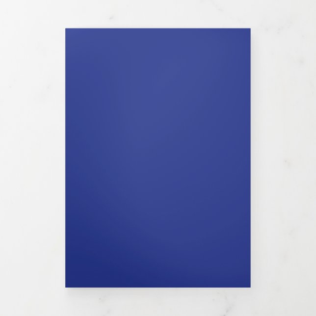 Solid Deep Blue Backdrop | Bold Minimalist Design Tri-Fold Invitation (Cover)