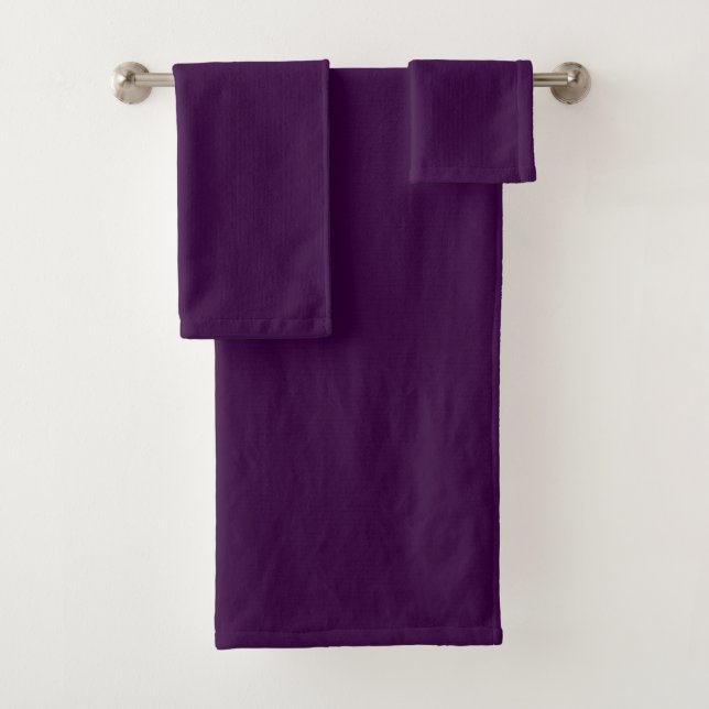 Solid deep purple dark plum bath towel set (Insitu)