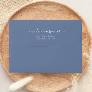 Solid Dusty Blue Elegant Modern Wedding 5x7 Envelope