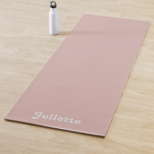 Solid Dusty Blush Retro Font Yoga Mat