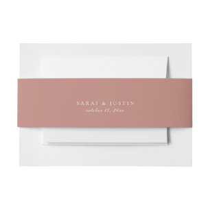 Solid Dusty Rose Colour Wedding Invitation Belly Band