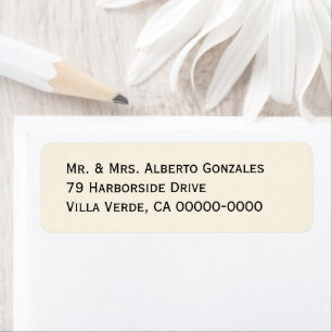 Solid Ecru Printed Text Return or Address Label