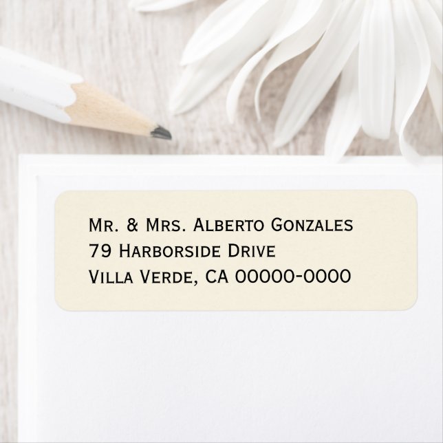 Solid Ecru Printed Text Return or Address Label (Insitu)