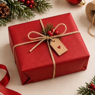 Solid Festive Red Christmas Wrapping Paper