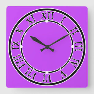 solid fluorescent bright neon purple square wall clock