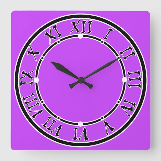 solid fluorescent bright neon purple   square wall clock (Front)
