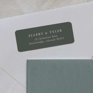Solid Forest Green and White Return Address Label