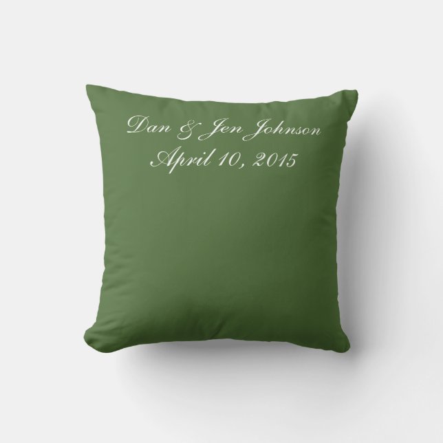 Solid Forest Green Custom Name Throw Pillow (Front)