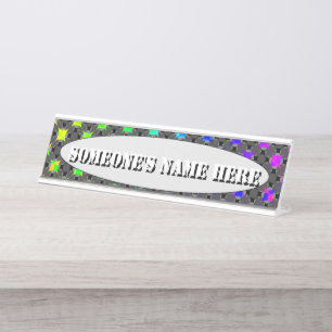 Solid Four Star Circle Cross by Kenneth Yoncich Desk Name Plate