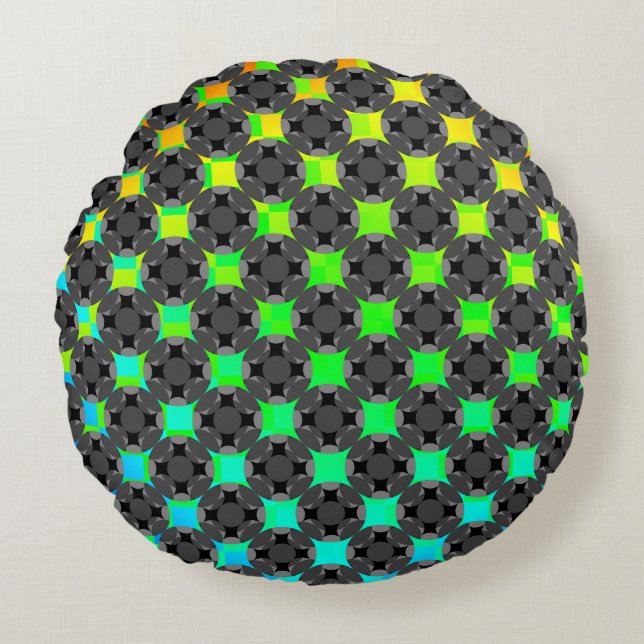 Solid Four Star Circle Cross by Kenneth Yoncich Round Cushion (Front)