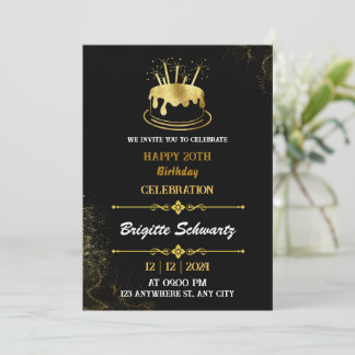 Solid gold birthday invitation