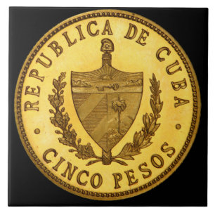 Solid Gold Cuban Coin Ceramic Tile