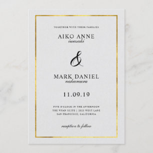 Solid Gold Frame Wedding Invitation