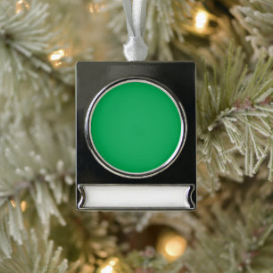 Solid Green Background Silver Plated Banner Ornament