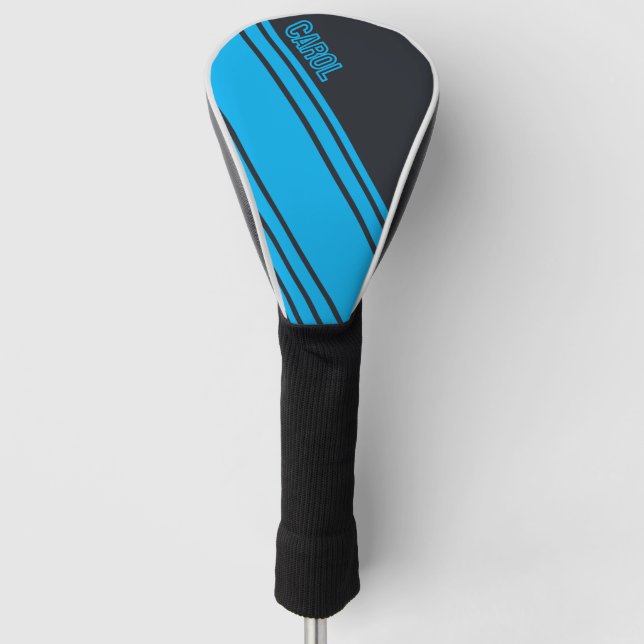 Solid Grey and Blue Customisable Golf Head Cover (Front)