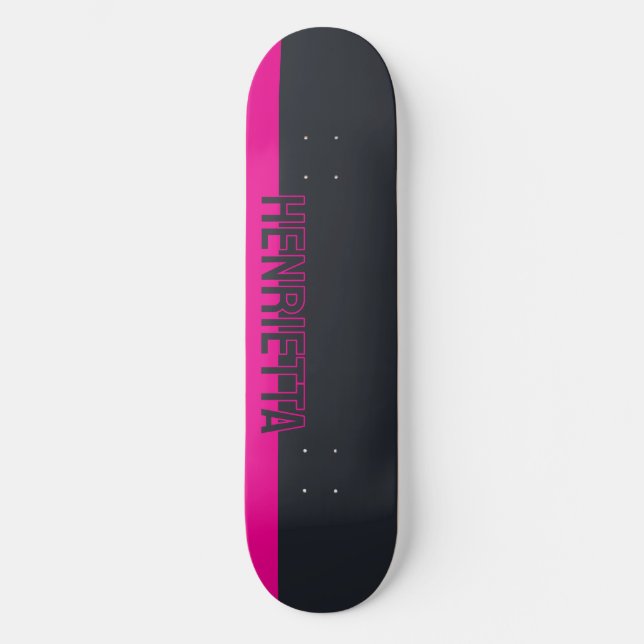 Solid Grey and Pink Customisable Skateboard (Front)