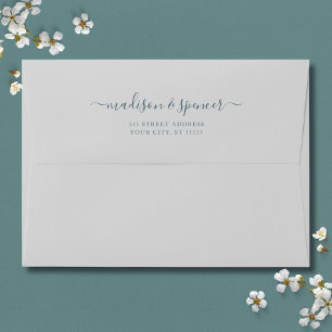 Solid Grey Blue Wedding 5x7 Envelope