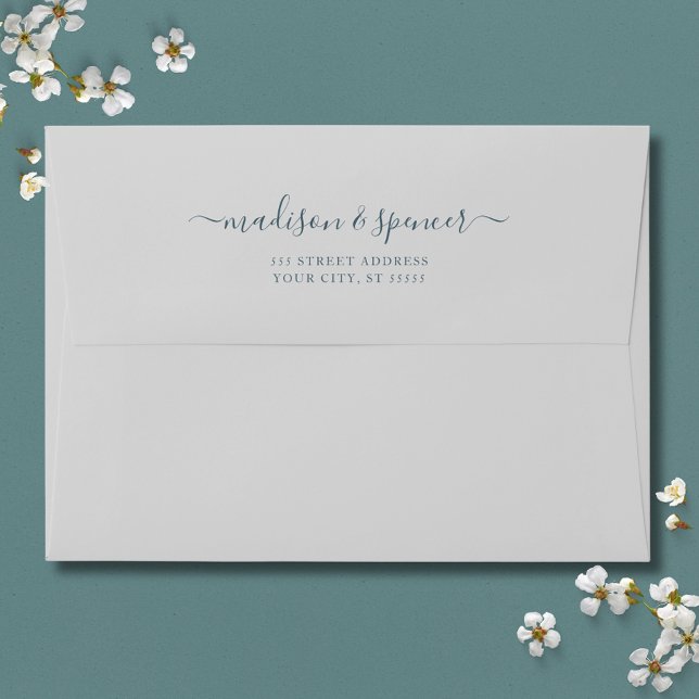 Solid Grey Blue Wedding 5x7 Envelope (Blue Gray Wedding Envelope)