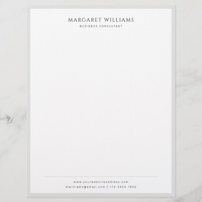 Solid Grey Border Business Professional Office Custom Letterhead (Front)