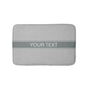Solid Grey, Charcoal Grey Ribbon Name Monogram Bath Mat