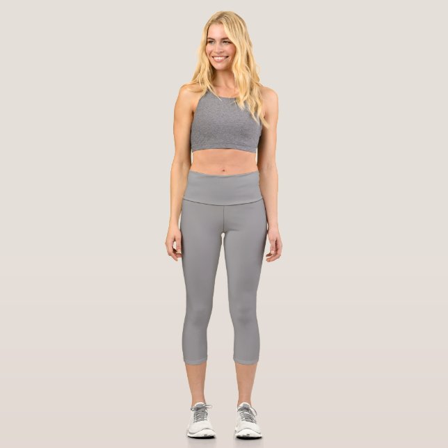Solid Grey Colour Capri Leggings (Front)