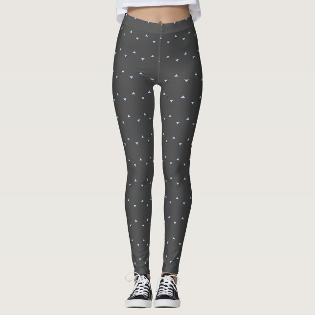Solid Grey Colour Light Blue Triangle Leggings (Front)