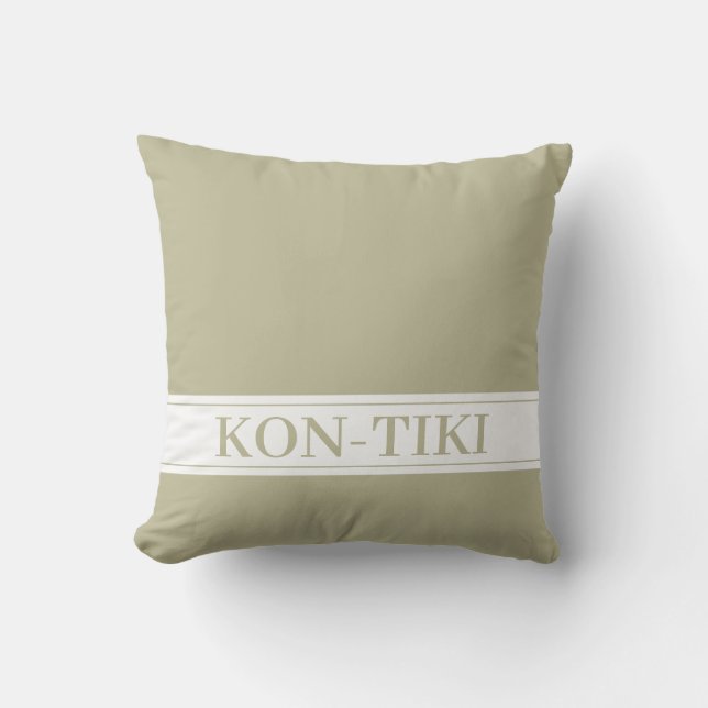 Solid Grey Olive. Boat Name Custom Outdoor Pillow (Front)