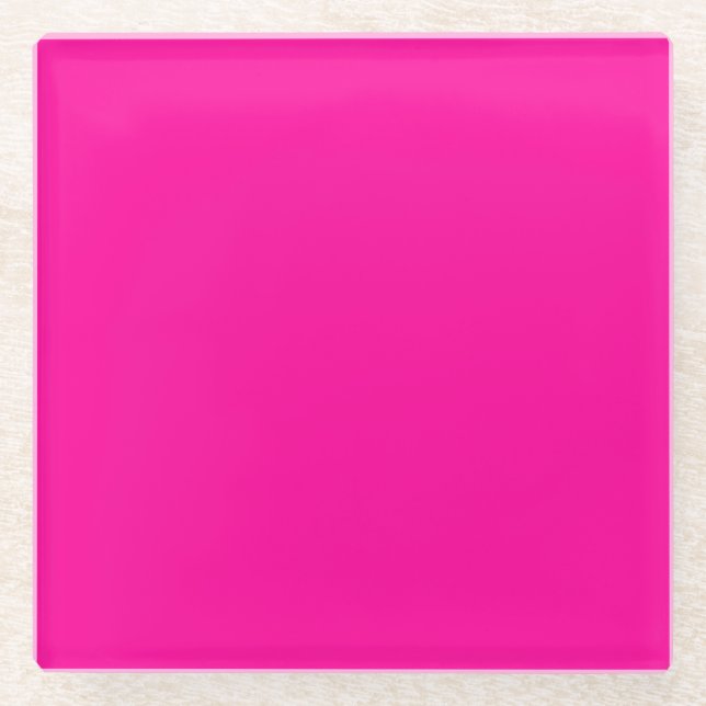 Solid Hot Pink Glass Coaster (Front)