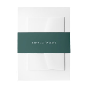 Solid Hunter Green Personalized Wedding Invitation Belly Band
