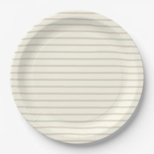Solid Ivory & Almond Color Minimalist Plain Modern Paper Plate