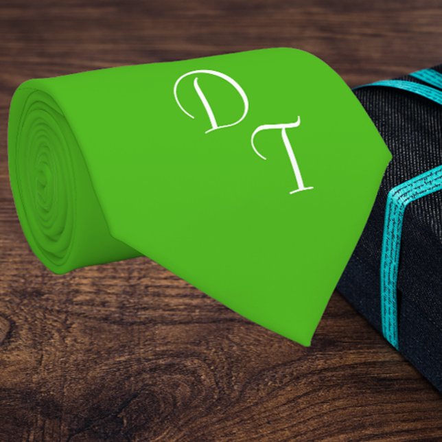 solid Kelly  green  - your monograms neck tie (Creator Uploaded)