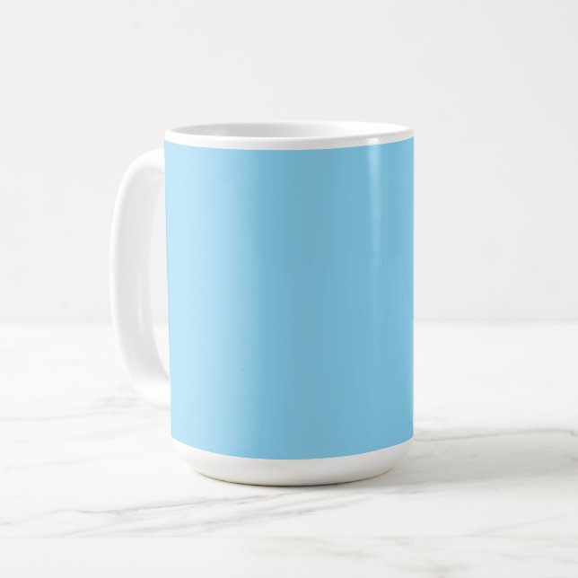 Solid light blue background evenly coloured coffee mug (Front Left)