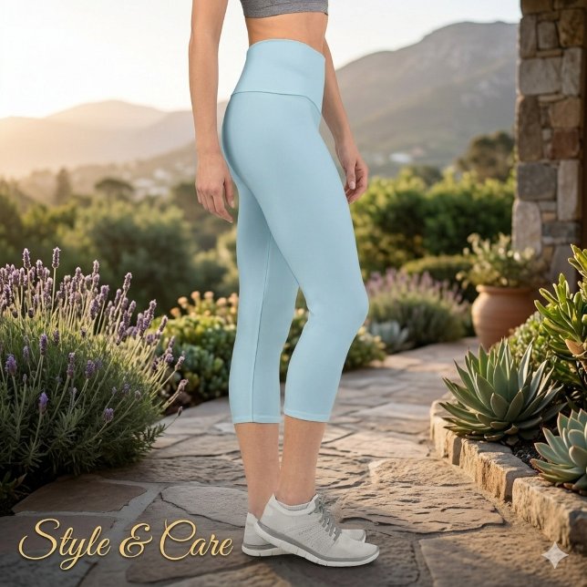 Solid Light Blue Colour Capri Leggings (Solid Light Blue Color Capri Leggings)