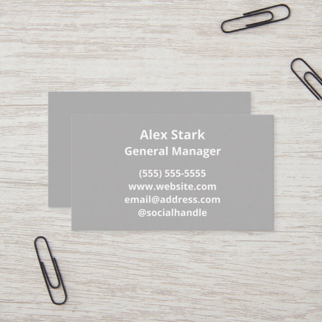 Solid Light Grey Business Cards (Front/Back In Situ)