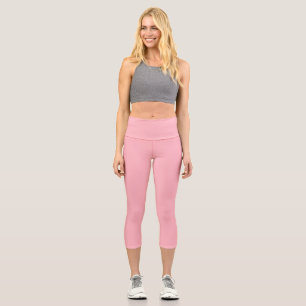 Solid Light Pink Colour Capri Leggings