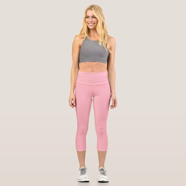 Solid Light Pink Colour Capri Leggings (Front)