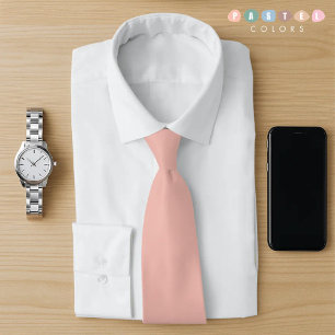 Solid Light Soft Pastel Orange Salmon Pink Colour Tie