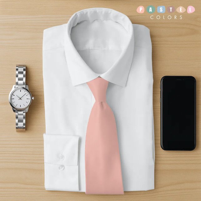 Solid Light Soft Pastel Orange Salmon Pink Colour  Tie (Solid Light Soft Pastel Orange Salmon Pink Color Neck Tie)