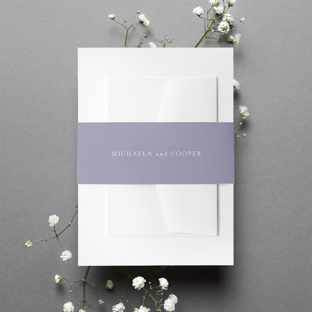 Solid Light Violet Purple Personalised Wedding Invitation Belly Band (Creator Uploaded)