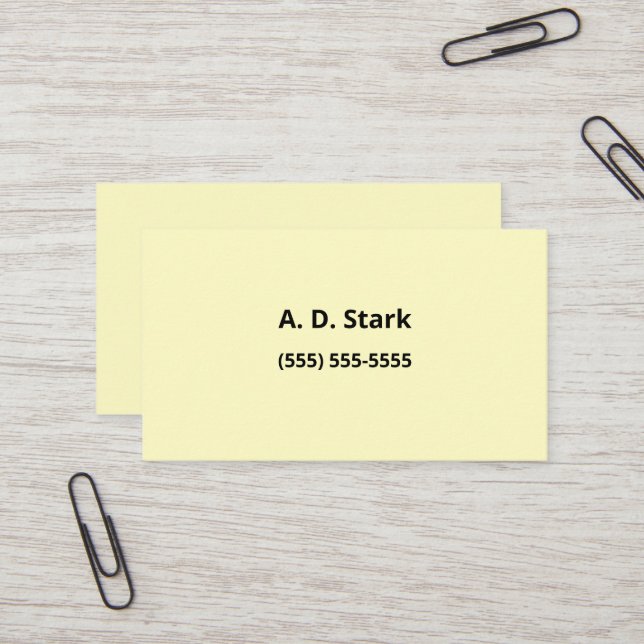 Solid Light Yellow Business Cards (Front/Back In Situ)