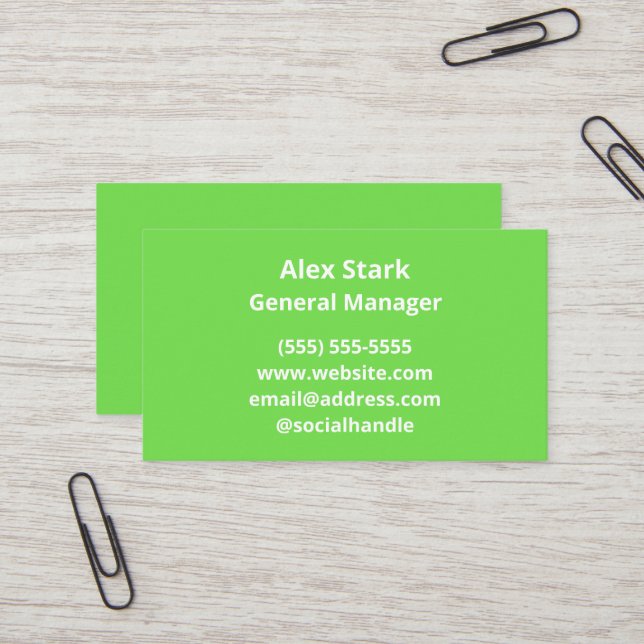 Solid Lime Green Business Cards (Front/Back In Situ)