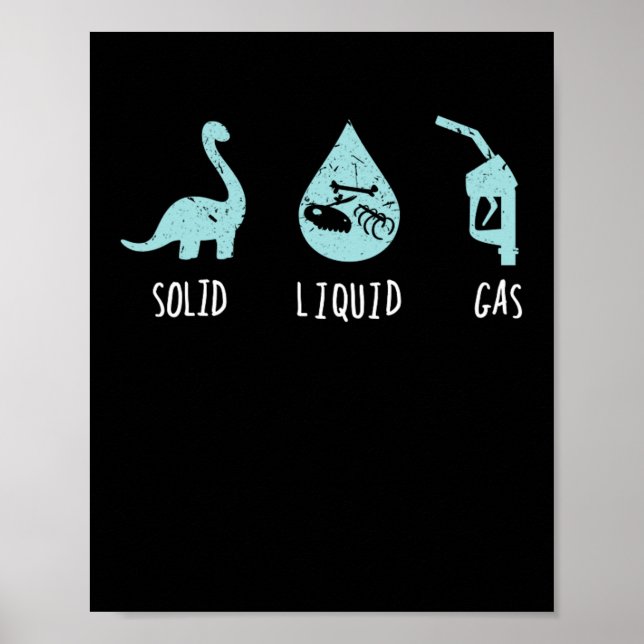 Solid Liquid Gas Science Dinosaur School Poster (Front)