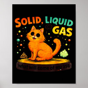 Solid Liquid Or Gas Funny Cat Physics Science Poster