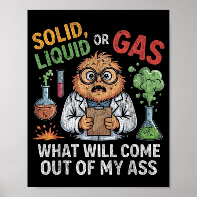 Solid Liquid Or Gas Funny Cat Physics Science Poster (Front)
