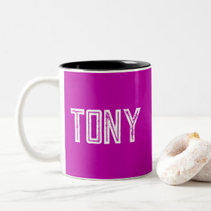 Solid Magenta Custom Name Monogram Two-Tone Coffee Mug