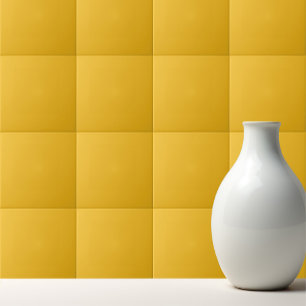 Solid medium cadmium yellow amber ceramic tile