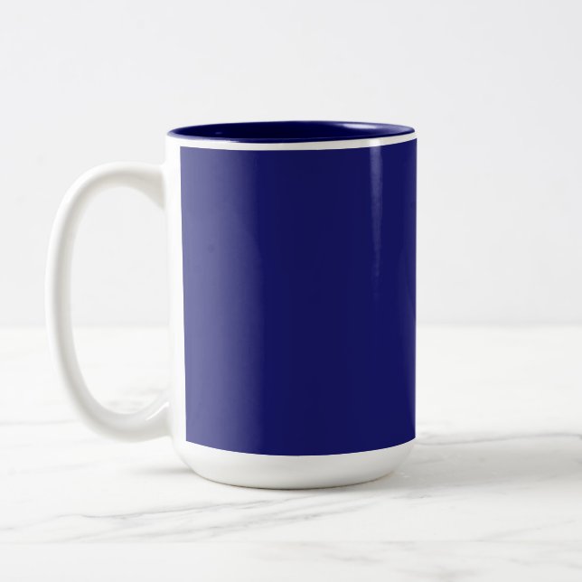 Solid Midnight Blue Colour Minimalist Plain Two-Tone Coffee Mug (Left)